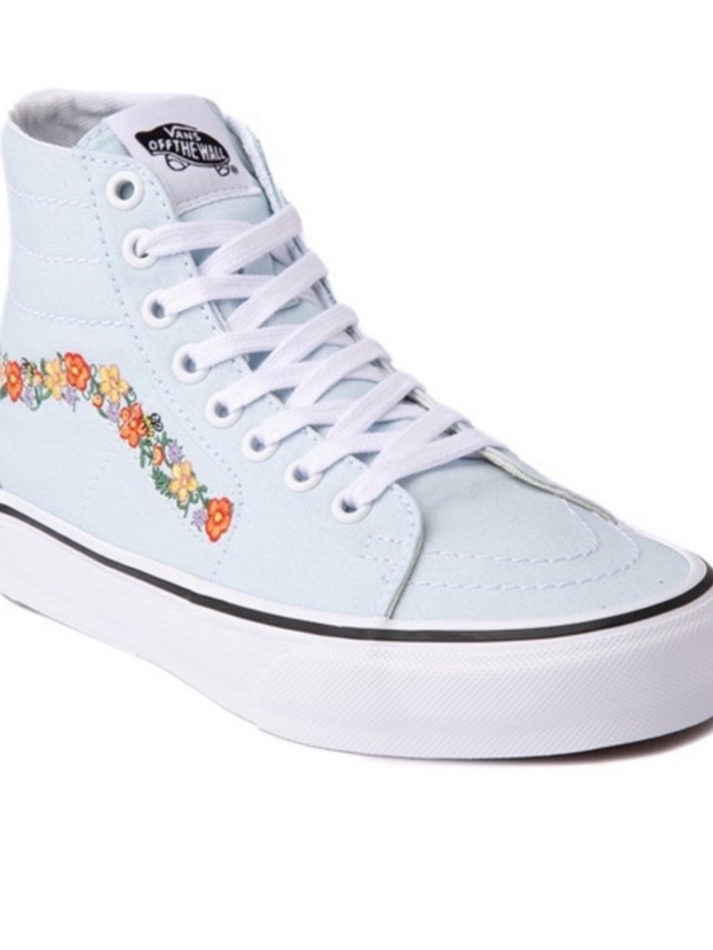 NWT Vans Light Blue High-Top Sneakers with Floral Side Stripe